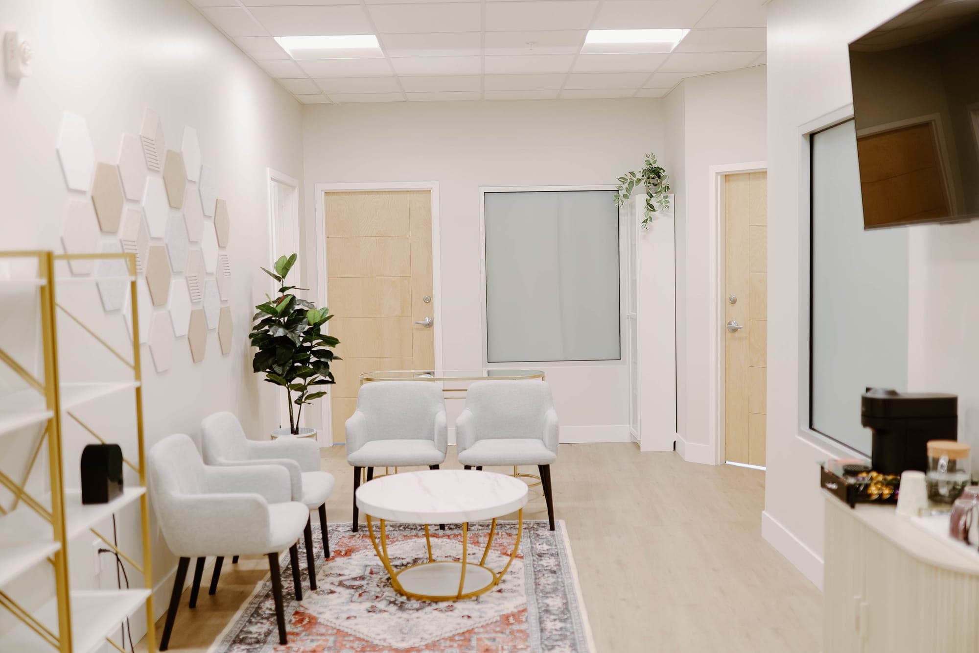 Reception and waiting area at Pagora Laser & Esthetics, Bedford NS