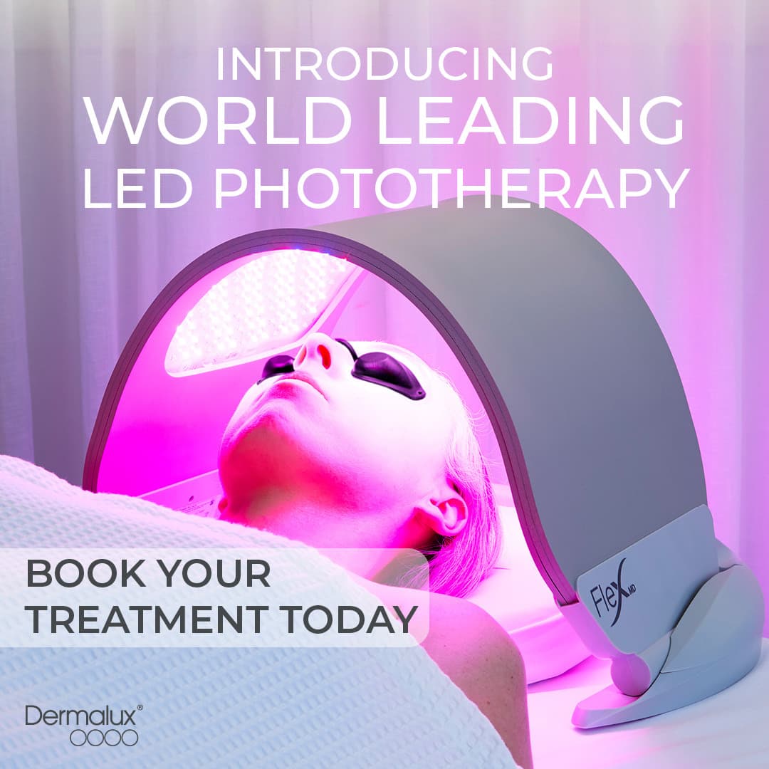 Dermalux Flex MD LED phototherapy treatment in progress at Pagora Laser & Esthetics, Bedford NS
